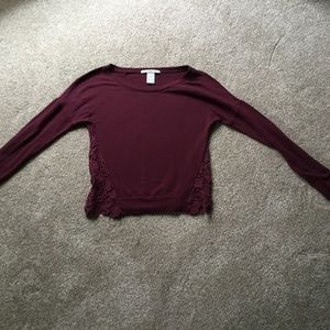 Maroon sweater with lace side